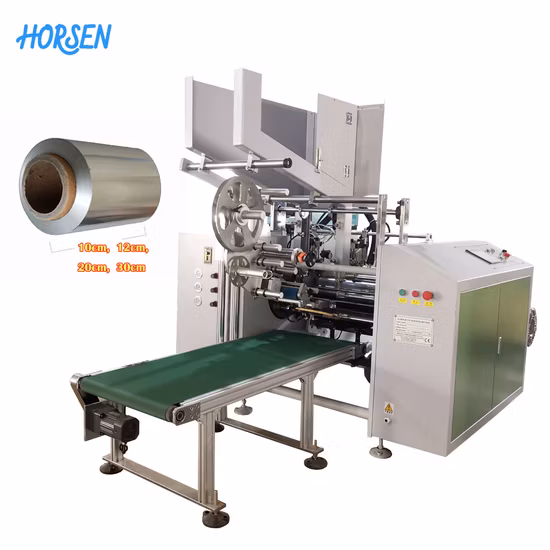 Automatic Aluminum Food Catering Foil Baking Paper Silicon Paper Thermal Paper Roll Slitter Rewinder with Auto Label and Hotmelt Glue China Factory Low Price